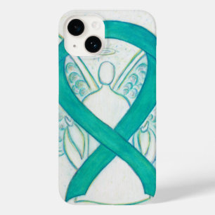 Blauwgroen Groene Bewustmaking Ribbon Angel iPhone Case-Mate iPhone Case