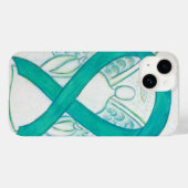 Blauwgroen Groene Bewustmaking Ribbon Angel iPhone Case-Mate iPhone Case (Achterkant (horizontaal))