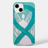 Blauwgroen Groene Bewustmaking Ribbon Angel iPhone Case-Mate iPhone Case (Achterkant)