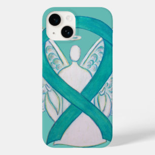 Blauwgroen Groene Bewustmaking Ribbon Angel iPhone Case-Mate iPhone 14 Hoesje