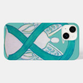 Blauwgroen Groene Bewustmaking Ribbon Angel iPhone Case-Mate iPhone Case (Achterkant (horizontaal))