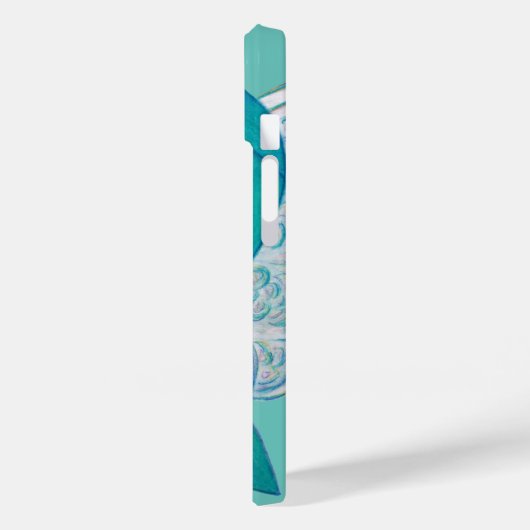 Blauwgroen Groene Bewustmaking Ribbon Angel iPhone Case-Mate iPhone Case (Achterkant / Links)