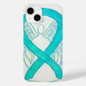Blauwgroen Groene Bewustmaking Ribbon Angel iPhone Case-Mate iPhone Case (Achterkant)