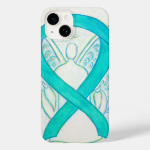 Blauwgroen Groene Bewustmaking Ribbon Angel iPhone Case-Mate iPhone 14 Hoesje