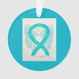 Blauwgroen Groene Bewustmaking Ribbon Angel Orname Ornament