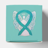 Blauwgroen groene bewustwording Ribbon Angel Party Bedankdoosjes (Bovenkant)