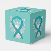 Blauwgroen groene bewustwording Ribbon Angel Party Bedankdoosjes (Achterkant)