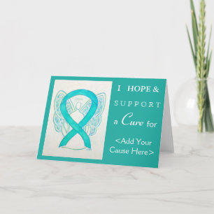 Blauwgroen groene bewustwording Ribbon Angel-Wensk Kaart