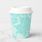 Blauwgroen groene, blauwe demasdruk papieren bekers (Achterkant)