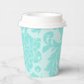 Blauwgroen groene, blauwe demasdruk papieren bekers (Rechts)