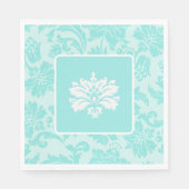 Blauwgroen groene, blauwe  demasdruk servet (Voorkant)