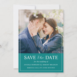 Blauwgroen groene blauwe, eenvoudige, minimalistis save the date
