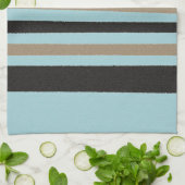 Blauwgroen groene blauwe gele strepen theedoek (Gevouwen)