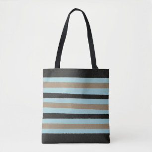 Blauwgroen groene blauwe gele strepen tote bag