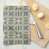 Blauwgroen groene blauwe grijze ochre Hip Bohemian Theedoek (Quarter Fold)