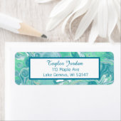 Blauwgroen groene blauwe marmer Fluid Art op maat Etiket (Insitu)