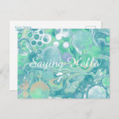 Blauwgroen groene blauwe marmer Hallo Briefkaart (Voorkant / Achterkant)