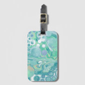 Blauwgroen groene blauwe marmervochtige kunst bagagelabel (Voorkant (verticaal))