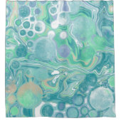 Blauwgroen groene blauwe marmervochtige kunst douchegordijn (Voorkant)