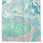 Blauwgroen groene blauwe marmervochtige kunst douchegordijn (Voorkant)