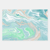 Blauwgroen groene blauwe marmervochtige kunst inpakpapier vel (Voorkant 3)