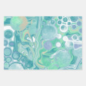 Blauwgroen groene blauwe marmervochtige kunst inpakpapier vel (Voorkant)