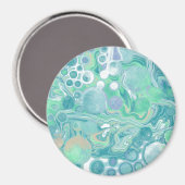 Blauwgroen groene blauwe marmervochtige kunst magneet (Voorkant / Achterkant)