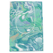 Blauwgroen groene blauwe marmervochtige kunst medium cadeauzakje (Voorkant)