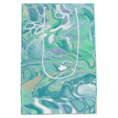 Blauwgroen groene blauwe marmervochtige kunst medium cadeauzakje (Achterkant)