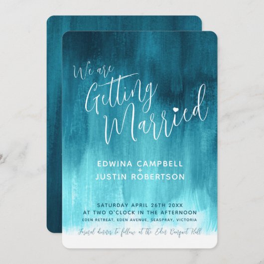 Blauwgroen groene blauwe , moderne kunst met schil kaart (Voorkant / Achterkant)