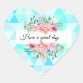 Blauwgroen groene bloem heeft een geweldige dag ge hart sticker (Voorkant)