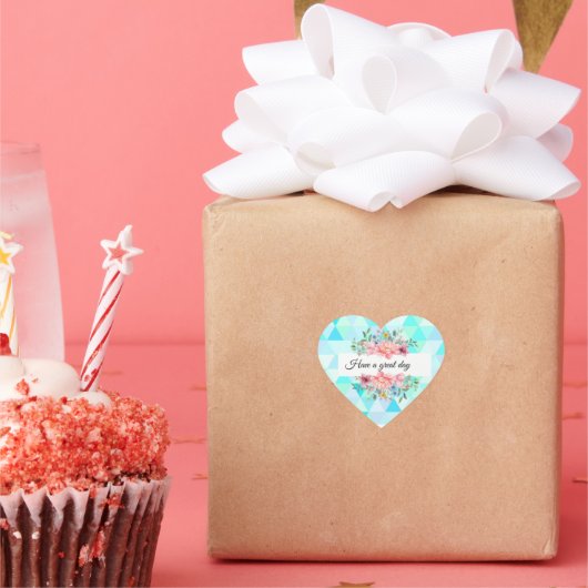 Blauwgroen groene bloem heeft een geweldige dag ge hart sticker (Feest)