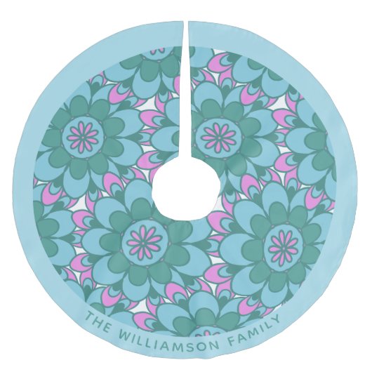 Blauwgroen groene Boho Mandala Flower Art geperson Kerstboom Rok (Voorkant)