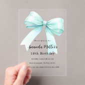 Blauwgroen groene boog elegant Clear Birthday Acryl Uitnodigingen (Insitu (Draagbaar))