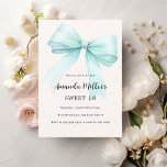 Blauwgroen groene boogcrème elegant Sweet 16 Kaart<br><div class="desc">Een zacht beige,  crèmekleurige achtergrond,  versierd met een grote blauwgroen,  lichtgroene boog. Personaliseer en voeg een naam en partijgegevens toe.</div>