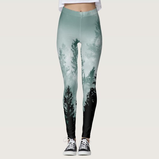 Blauwgroen Groene Bosdroom #1 #wall #art Leggings (Voorkant)