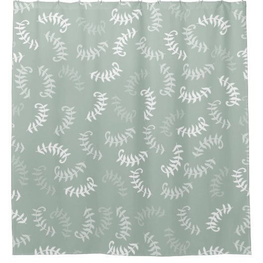 Blauwgroen groene botanische bladeren douchegordijn (Voorkant)