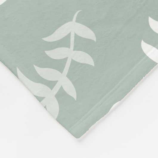Blauwgroen groene botanische bladeren fleece deken (Hoek)