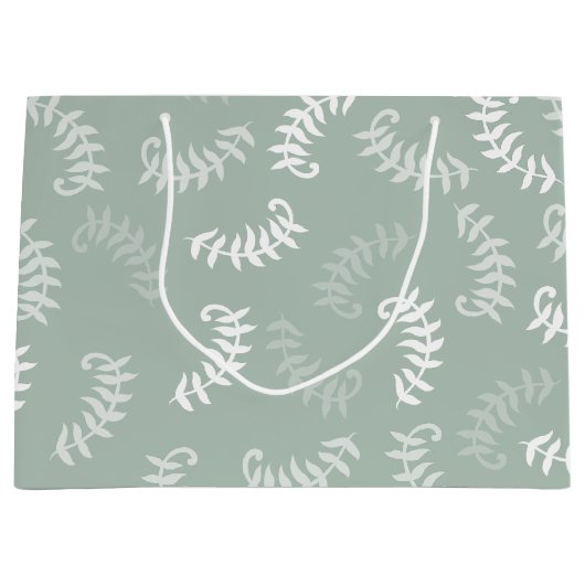 Blauwgroen groene botanische bladeren groot cadeauzakje (Voorkant)