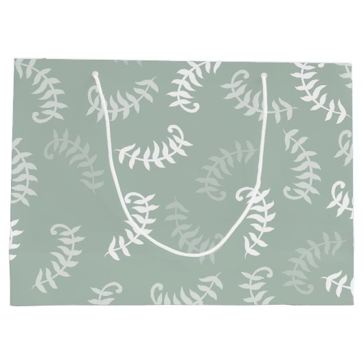 Blauwgroen groene botanische bladeren groot cadeauzakje (Achterkant)