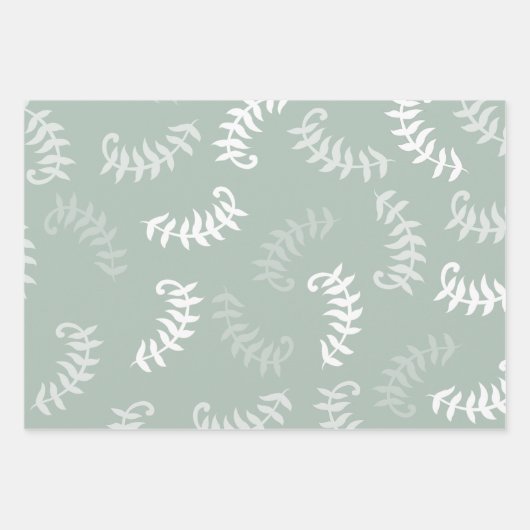 Blauwgroen groene botanische bladeren inpakpapier vel (Voorkant 2)