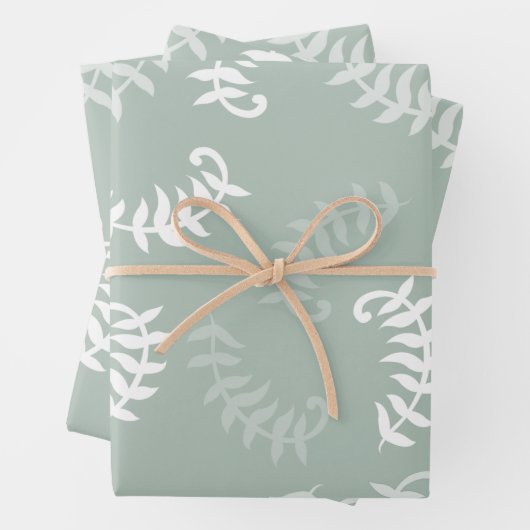 Blauwgroen groene botanische bladeren inpakpapier vel (In situ)