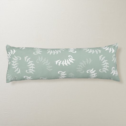 Blauwgroen groene botanische bladeren lichaamskussen (Achterkant)