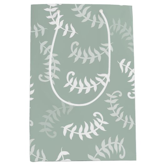 Blauwgroen groene botanische bladeren medium cadeauzakje (Voorkant)