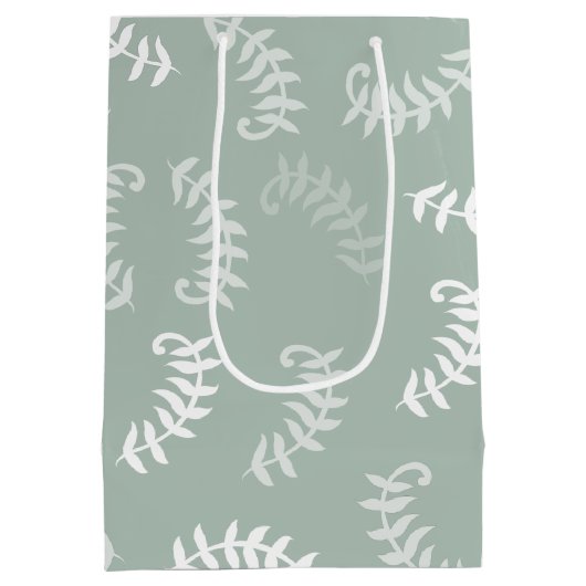 Blauwgroen groene botanische bladeren medium cadeauzakje (Achterkant)