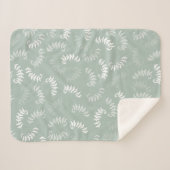 Blauwgroen groene botanische bladeren sherpa deken (Voorkant (horizontaal))