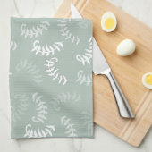 Blauwgroen groene botanische bladeren theedoek (Quarter Fold)