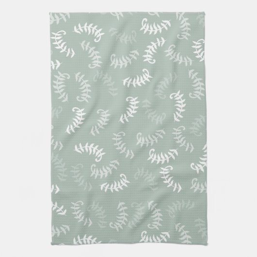 Blauwgroen groene botanische bladeren theedoek (Verticaal)