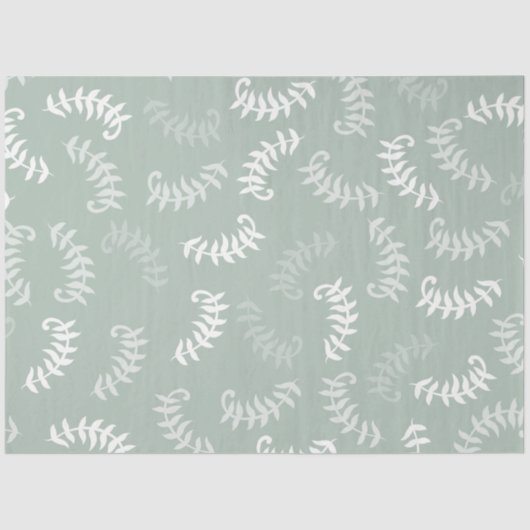 Blauwgroen groene botanische bladeren tissuepapier (Voorkant)