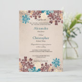 Blauwgroen groene, bruine en ivoren bloemen Retro  Kaart (Staand voorkant)